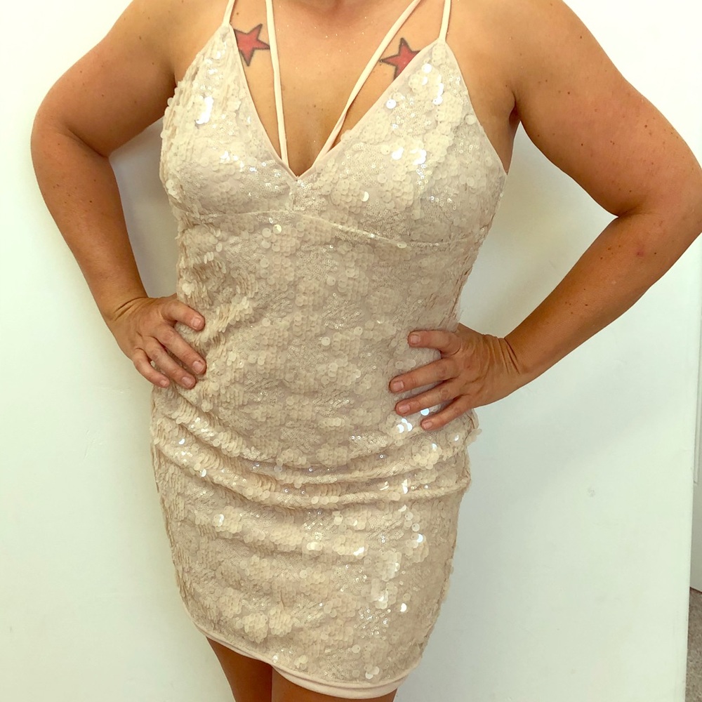 ✨Light beige sequined dress✨
